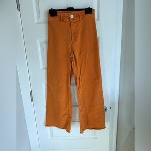 Zara marine high waist wide leg jeans in burnt orange size 4